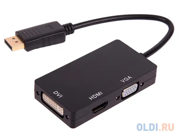 Кабель-адаптер orient c309 displayport m -> hdmi/ dvi-i/ vga, длина 0.2, фотография 1