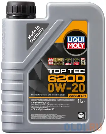 20787 liquimoly нс-синт. мот.масло top tec 6200 0w-20 (1л), фотография 1
