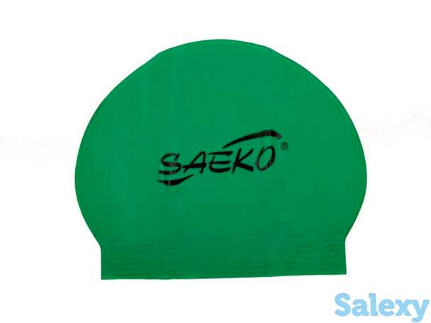 Шапочка для плавания c2 opp из латекса зеленая saeko, фотография 1