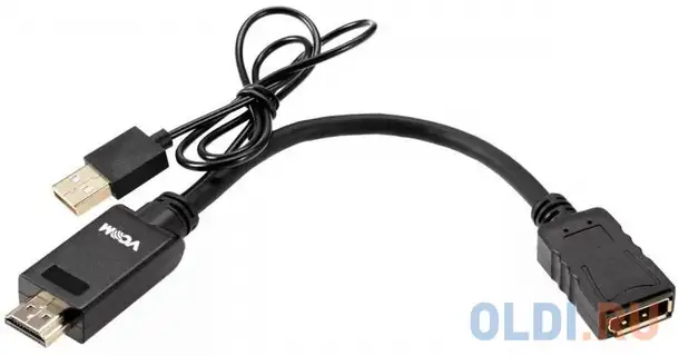 Кабель-переходник hdmi(m) +usb---> dp(f) 0.15m  4k*60hz vcom<cg599e>, фотография 1