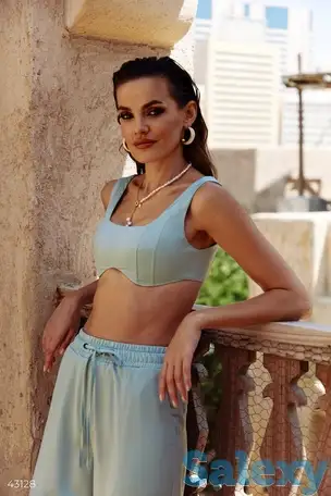 Мятный топ из сатина, фотография 1