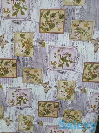 Сиреневая скатерть клеенка в стиле винтаж поле бабочки, качество, фотография 7