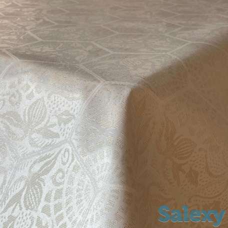 Испанская жаккардовая скатерть с золотым люрексом тефлоновым покрытием, фотография 4