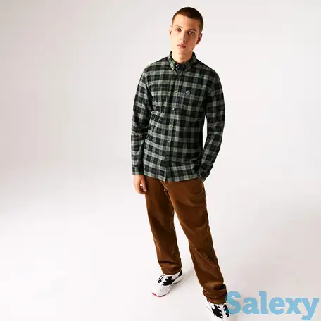 Мужская рубашка lacoste regular fit в клетку из хлопкового твила, фотография 1