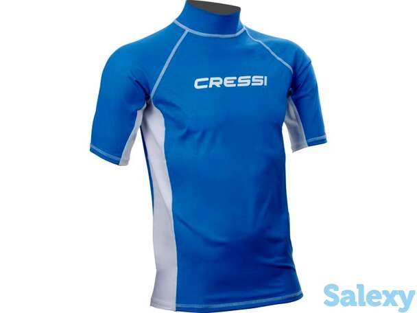 Футболка из лайкры с коротким рукавом rash guard детская. синяя, (128), фотография 1