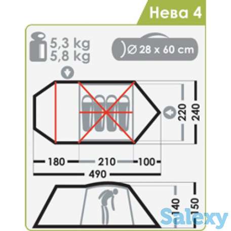 Палатка нормал нева 4 желтая, фотография 2