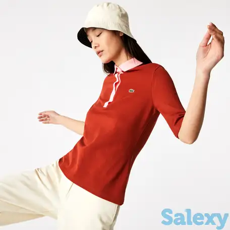 Женская рубашка-поло lacoste slim fit из хлопка, фотография 1