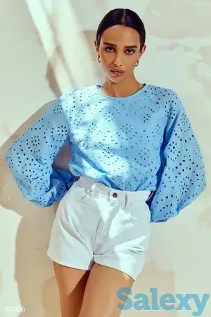 Голубая блуза из прошвы, фотография 1