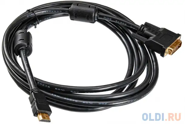 Кабель hdmi- dvi-d 3.0м buro позолоченные контакты ферритовые кольца hdmi-19m-dvi-d-3m 817225, фотография 1