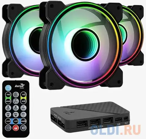Fan aerocool mirage 12 pro / 120mm/ argb/ 3pack/ fan hub, фотография 1