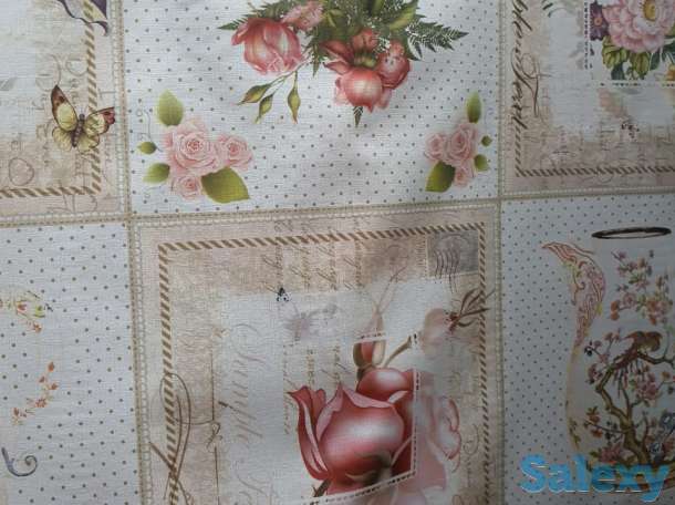 Скатерть клеенка декоративная столовая с цветами и вазами, фотография 5