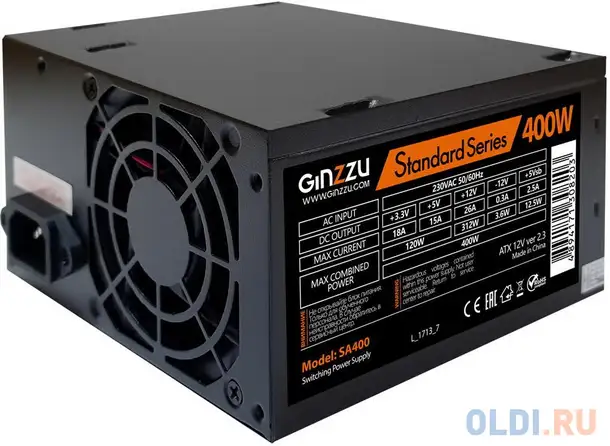 Блок питания ginzzu sa400 400 вт, фотография 1