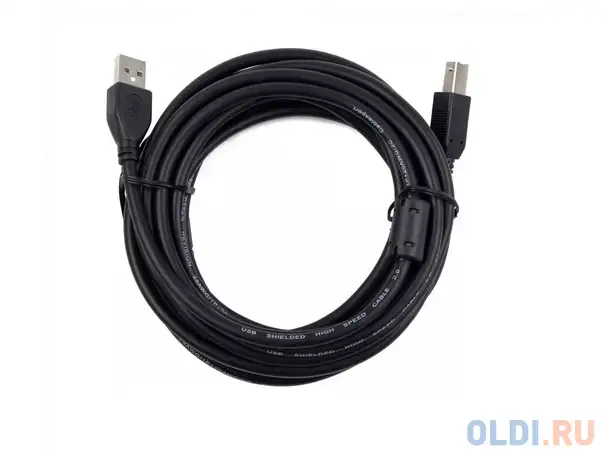 Кабель usb 2.0 am-bm 4.5м gembird экран 2 ферритовых кольца черный, фотография 1