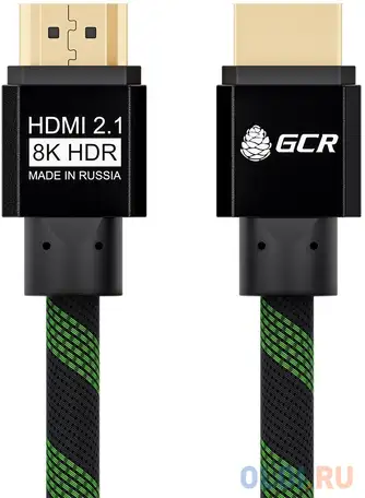 Кабель hdmi 2м green connection gcr-51834 круглый черный/зеленый, фотография 1