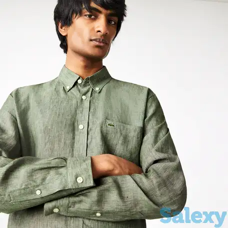 Мужская льнаная рубашка lacoste regular fit, фотография 1