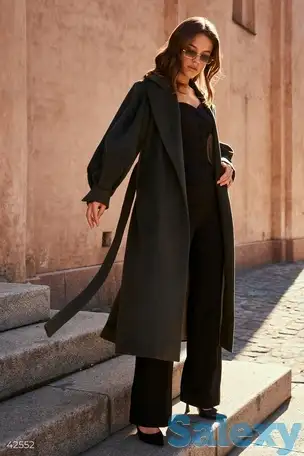 Пальто-халат с широким поясом, фотография 1