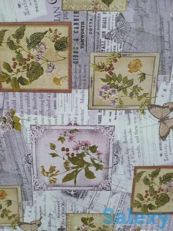 Сиреневая скатерть клеенка в стиле винтаж поле бабочки, качество, фотография 4
