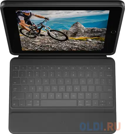 Клавиатура беспроводная logitech rugged folio bluetooth черный, фотография 1
