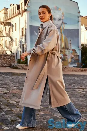 Светло-серое шерстяное пальто на кнопках, фотография 1