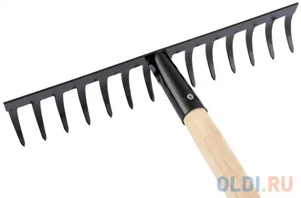 Грабли 14-зубые,360мм,с черенком,прямые россия// сибртех, фотография 1