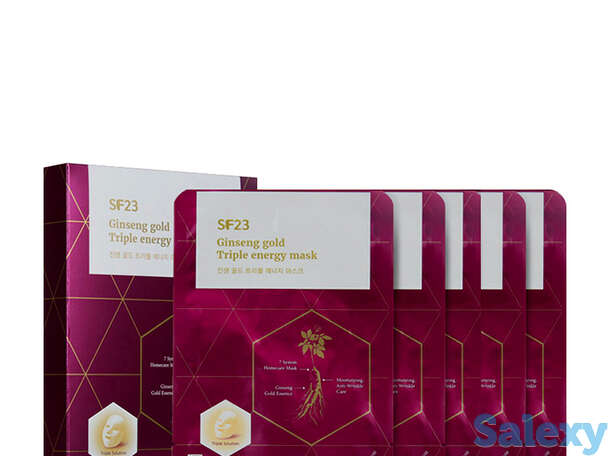 Набор тканевых масок Skin Factory SF23 Ginseng Gold Triple Energy Mask (5 шт.), фотография 1
