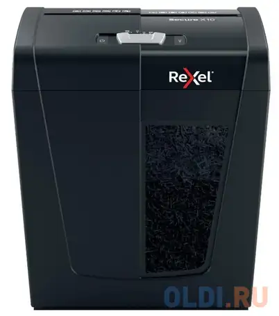 Шредер rexel secure x10 eu черный (секр.p-4)/фрагменты/10лист./18лтр./скрепки/скобы, фотография 1