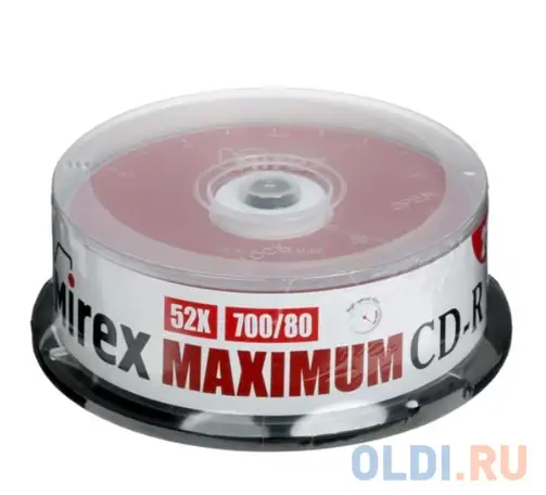 Диск cd-r mirex 700 mb, 52х, maximum, cake box (25), (25/300), фотография 1