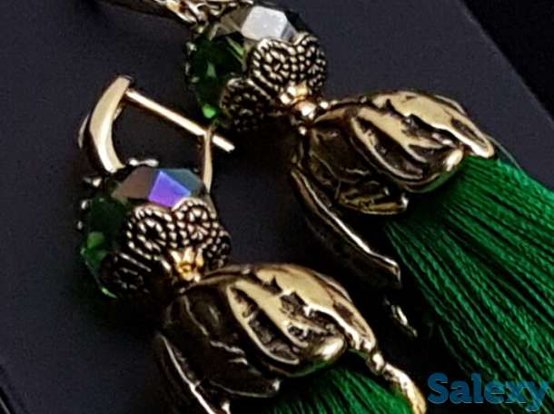 Серьги-кисти wizard brush - emerald, фотография 2