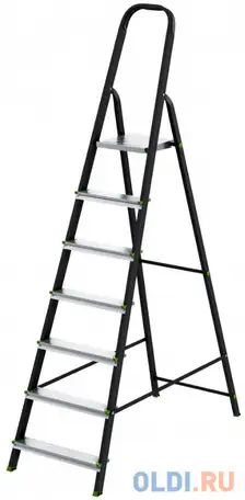 Стремянка, 7 ступеней, стальной профиль, алюминиевые ступени, россия // сибртех, фотография 1