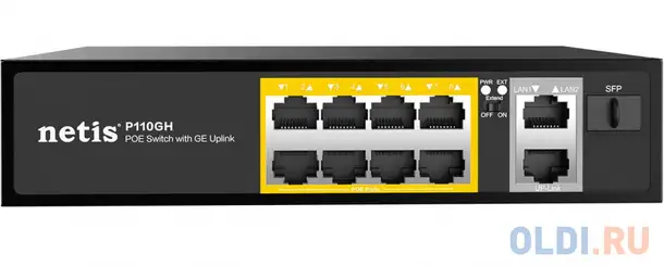 Коммутатор 10port 10/100m 8poe+2xge+sfp p110gh netis, фотография 1