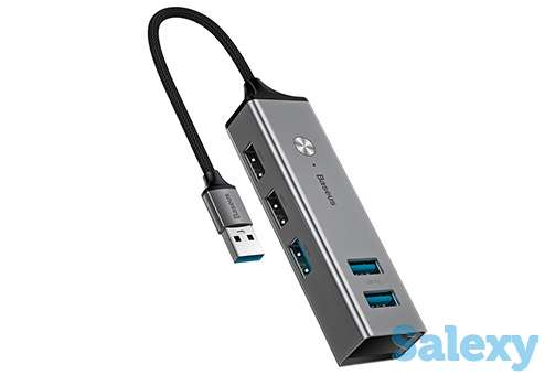 Хаб baseus cube usb to 3xusb 3.0+2xusb 2.0 (cahub-c0g). темно-серый, фотография 2