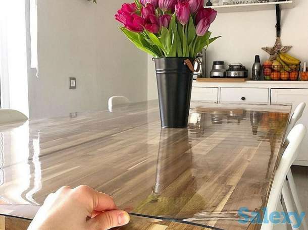 Скатерть Клеенка прозрачная, гибкое стекло, силиконовая 1.5 мм 120 см, фотография 2