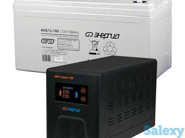 Комплект ибп инвертор энергия гарант 750 + аккумулятор 100 ач, фотография 1