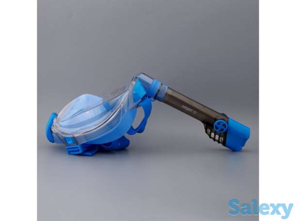 Маска подводная полнолицевая sargan галактика премиум прозрачная/синяя/голубая, фотография 2