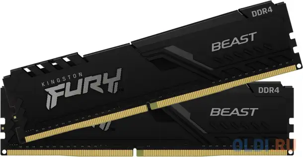Kingston 16gb 1866mhz ddr3 cl10 dimm (kit of 2) fury beast black, фотография 1
