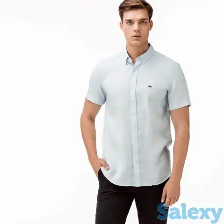 Мужская льняная рубашка lacoste slim fit, фотография 1