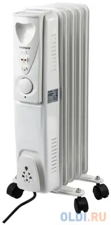 Обогреватель масляный sonnen dfs-05, 1000 вт, 5 секций, белый, 453497, фотография 1