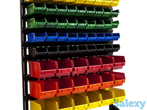 Торговый стальной стеллаж с лотками под крепеж, фотография 1