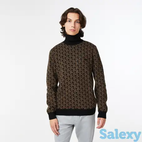 Мужской свитер lacoste contrast collar monogram, фотография 1