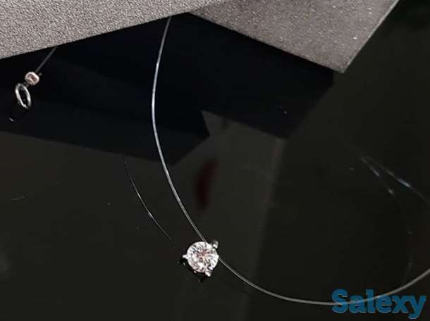 Подвеска серебряная капелька на леске, фотография 1