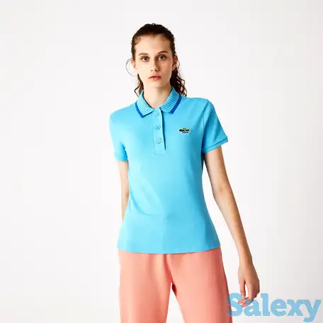 Женская рубашка поло lacoste slim fit crocodiles из органического хлопка, фотография 1