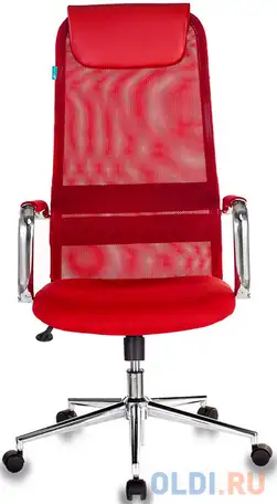 Кресло руководителя бюрократ kb-9n/r/tw-97n красный tw-35n tw-97n сетка крестовина хром, фотография 1
