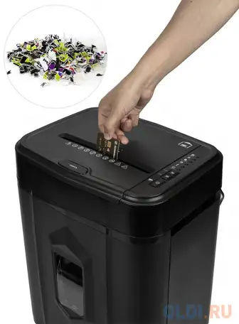 Шредер heleos ап23-4 черный с автоподачей (секр.p-4) фрагменты 145лист. 23лтр. скрепки, фотография 1