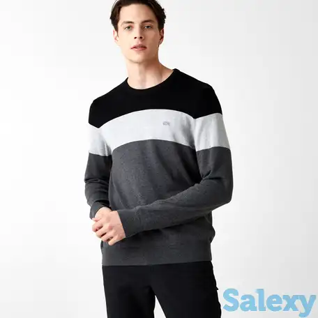 Мужской свитер lacoste с эластичными манжетами и круглым вырезом, фотография 1