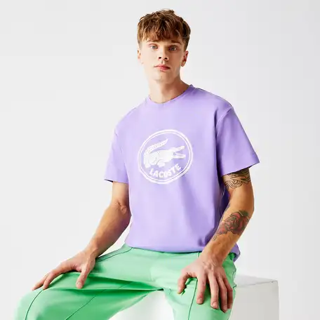 Мужская хлопковая футболка lacoste с круглым вырезом и 3d-принтом логотипа, фотография 1