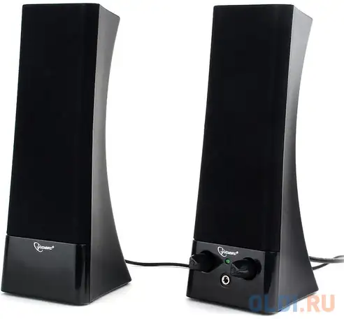Gembird spk-500, черный, 6 вт, рег. громкости, разъём для наушников,питание 220, фотография 1