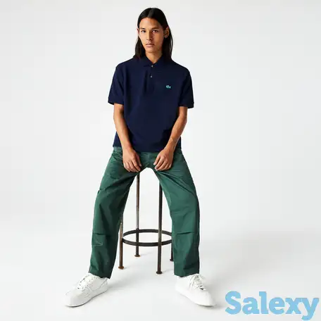 Мужская классическая рубашка-поло lacoste из хлопка с пестрым принтом, фотография 1