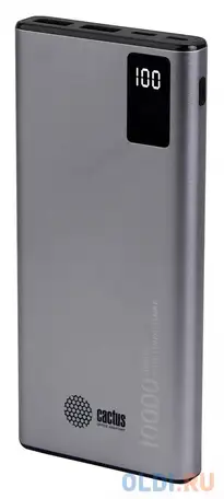 Внешний аккумулятор power bank 10000 мач cactus cs-pbfslt-10000 серый, фотография 1