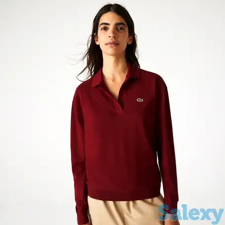 Женская рубашка-поло lacoste regular fit с открытым воротником, фотография 1