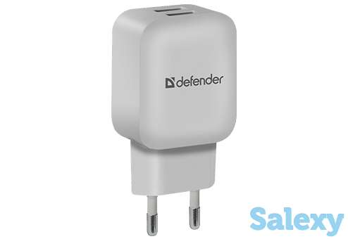 Сетевое зарядное устройство defender epa-13 2xusb 5v/2.1а. белый, фотография 2
